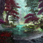 This is a biome design for Auridon in the Aldmeri Dominion. It’s a region of tall, broken cliffs, colorful forests, and pale sands. While the High Elves cultivate their surroundings, wild regions of deep forest and forgotten ruins still remain. This is a very ancient and traditional region.
