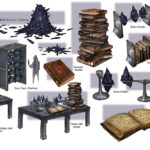 An array of props designed for the Oblivion realm of Coldharbour, the setting for much of ESO’s main storyline. Molag Bal holds dominion over this wretched plane.