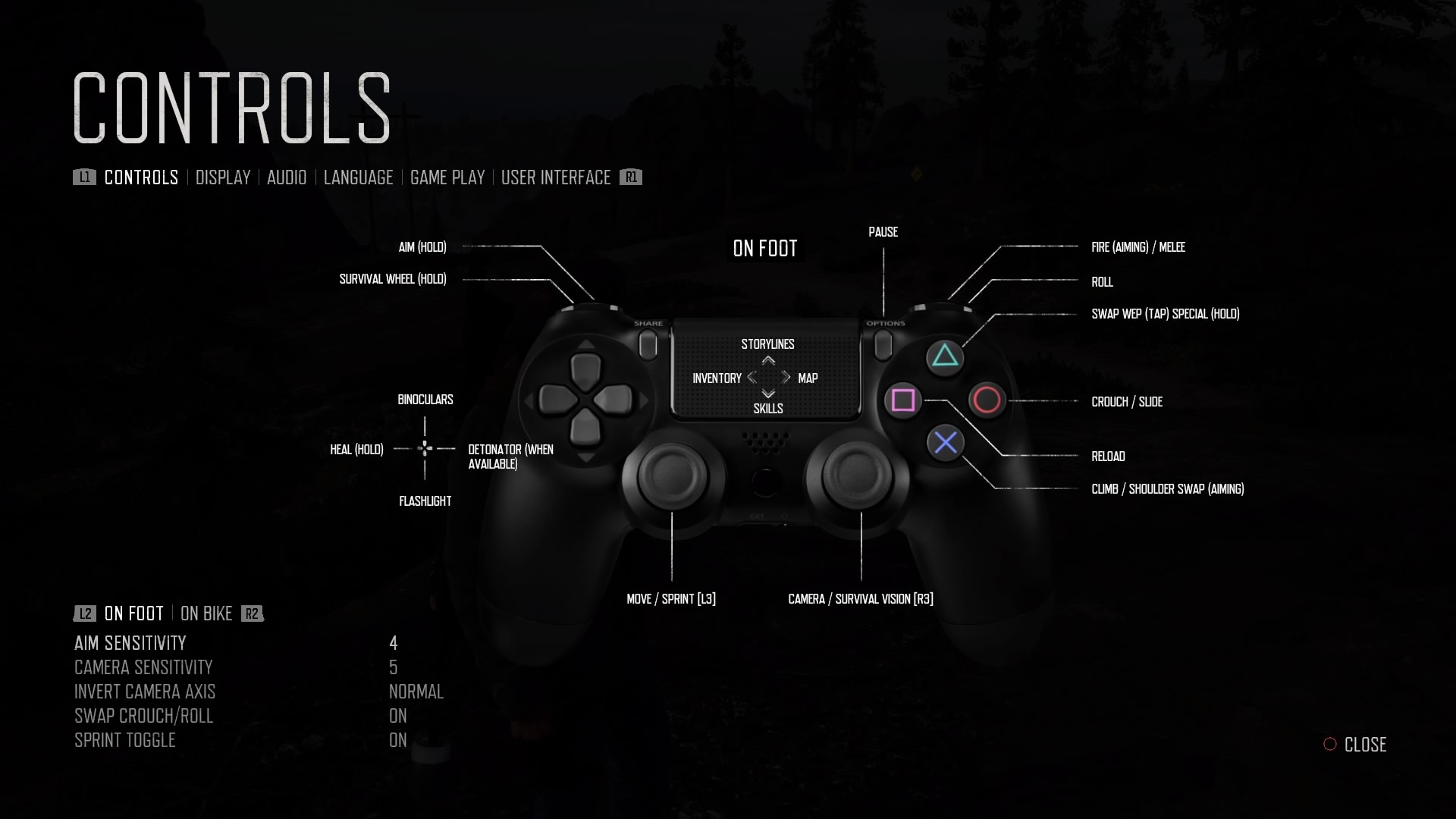 Gone control. Раскладка управления Days gone ps4. Управление в Days gone ps4 на джойстике. Управление DAYZ ps4. Меню настроек Days gone на ps4.