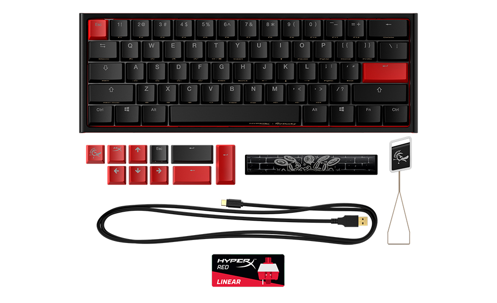 HyperX med et 60% tastatur med røde HyperX taster |
